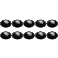 Spot Armatuur 10 Pack - Pragmi Zano Pro - GU10 Inbouwspot - Rond - Zwart - Aluminium - Kantelbaar - Ø93mm - thumbnail