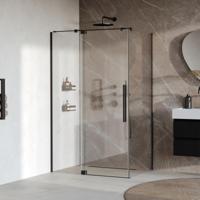 BRAUER Stellar douchecabine met draaideur helder glas 120x80x200 omkeerbaar incl. glascoating mat zwart - thumbnail