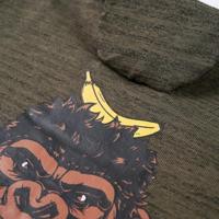 Kindertrui met gorillaprint 104 gemleerd donkerkakikleurig - thumbnail