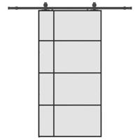 Schuifdeur met beslagset 102,5x205 cm ESG glas zwart - thumbnail