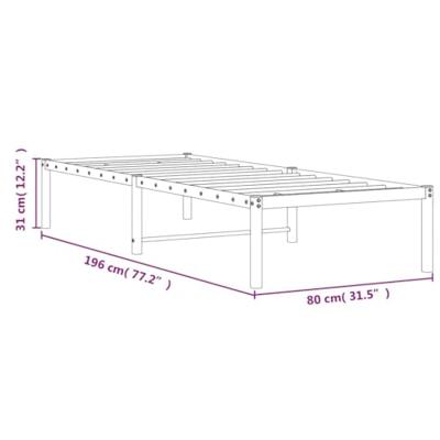 Bedframe metaal wit 75 x 190 cm