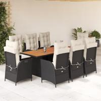 9-delige Tuinset poly rattan zwart - thumbnail