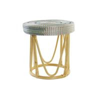 Voetensteun DKD Home Decor Natuurlijk Turkoois Wit Rotan Tropisch Zeegras (41 x 41 x 42 cm) - thumbnail