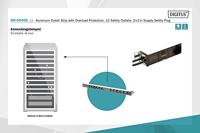 Digitus DN-95405 19 inch Stekkerdoos voor patchkast 1 HE Geaarde contactdoos Zwart - thumbnail