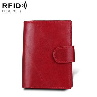 Antimagnet RFID Genuine Leather Wallet / Passport Package / Cowhide Card Slot for man (Red)