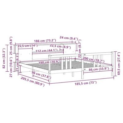 Bed met boekenkast zonder matras massief grenenhout 180x200 cm