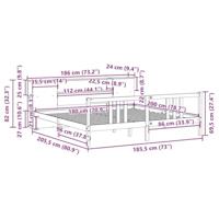 Bed met boekenkast zonder matras massief grenenhout 180x200 cm - thumbnail