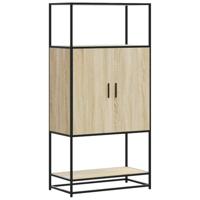 Hoge kast 68x35x139 cm bewerkt hout en metaal sonoma eikenkleur - thumbnail