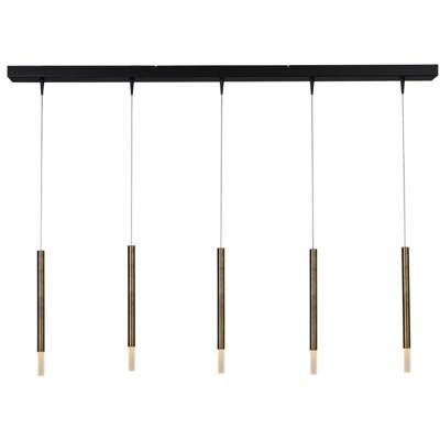 Masterlight Zwarte eettafel hanglampFlute 5-lichts gouden cilinder - 2591-10-130-5-DW