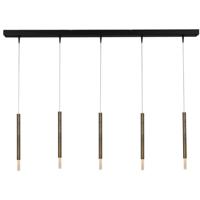 Masterlight Zwarte eettafel hanglampFlute 5-lichts gouden cilinder - 2591-10-130-5-DW - thumbnail