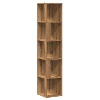 Hoekkast 33x33x165 cm bewerkt hout artisanaal eikenkleur - thumbnail