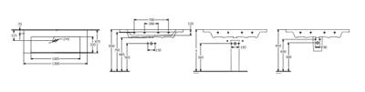 Wastafel Villeroy & Boch Subway 3.0 Met CeramicPlus 0 Kraangaten Zonder Overloop 130x47x16.5 cm Stone White Villeroy & Boch - thumbnail