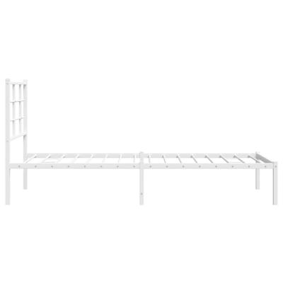 Bedframe met hoofdbord metaal wit 150x200 cm