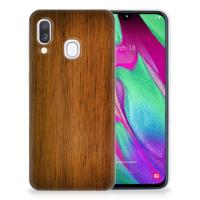 Samsung Galaxy A40 | Bumper Hoesje | Donker Hout - thumbnail