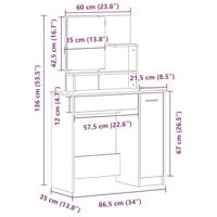 Plafondtafel Zwart eiken 86.5 x 35 x 136 cm Bewerkt hout - thumbnail