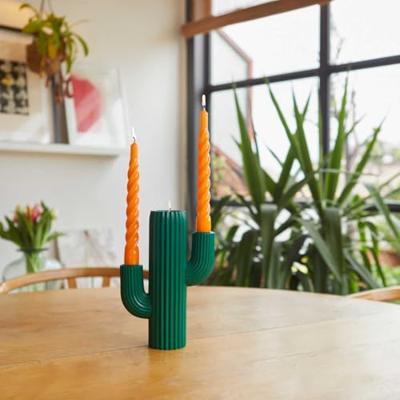 Candle holder Cactus green resin