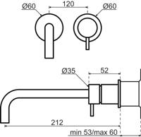 Qisani Flow wastafelkraan afbouwdeel met 210mm uitloop rvs geborsteld - thumbnail