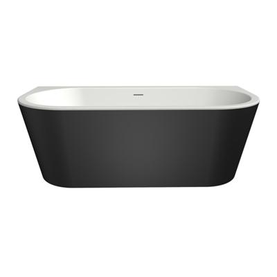 Half-vrijstaand bad Xenz Charley | 180x80 cm | Incl.Badafvoer-Zwart mat | Sleuf overloop | Acryl | Wit mat-Zwart mat Half-vrijstaand bad Xenz Charley | 180x80 cm | Incl.Badafvoer-Zwart mat | Sleuf overloop | Acryl | Wit mat-Zwart mat