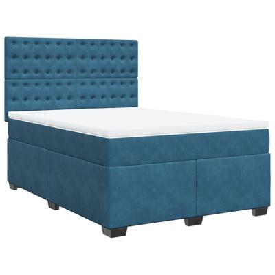 Boxspring met matras fluweel blauw 140x200 cm - thumbnail