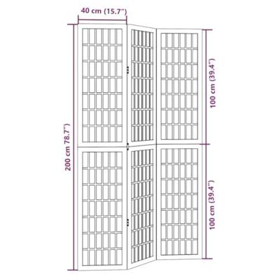 Kamerscherm met 3 panelen massief paulowniahout zwart Kamerscherm met 3 panelen massief paulowniahout zwart