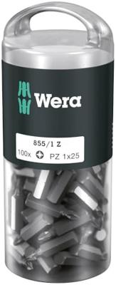 Wera 05072443001 855/1 Z DIY 100 SiS Kruis-bit Aandrijving: 1/4 (6,3 mm) Uitvoering: Kruiskop Pozidriv PZ 1 25 mm
