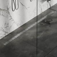 Douchegoot met standaard rooster en flens 7 x 180 RVS geborsteld - thumbnail