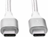Amazon Basics Snellaadkabel, USB-C naar USB-A 2.0, omwikkeld met nylon vlecht, 480 MBit/s, USB-IF-gecertificeerd, voor Apple iPhone 15, iPad, Samsung Galaxy, tablets, laptops, 3 m, zilverkleur - thumbnail