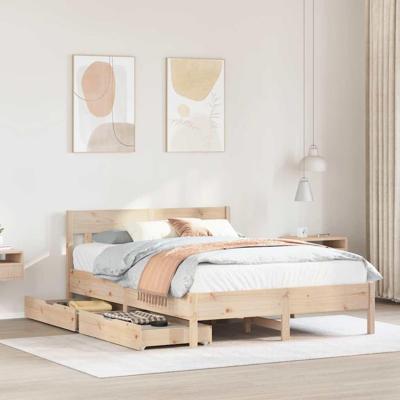 Bedframe zonder matras massief grenenhout 140x190 cm