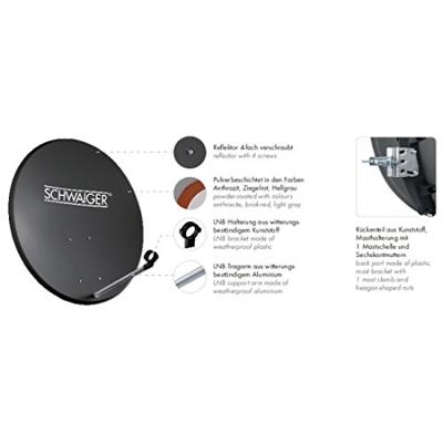 Schwaiger SPI550.1 Satellietschotel 60 cm Reflectormateriaal: Staal Antraciet Schwaiger SPI550.1 Satellietschotel 60 cm Reflectormateriaal: Staal Antraciet