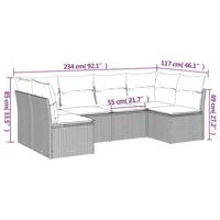 6-delige Loungeset met kussens poly rattan bruin - thumbnail