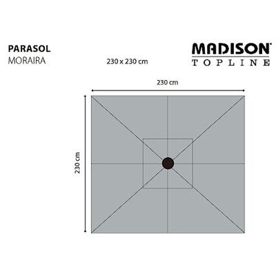 Madison Parasol Moraira Push-up Vierkant 230x230cm Grijs