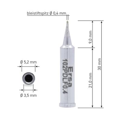 Ersa 102 PD LF 04 Soldeerpunt Potloodvorm, Ersadur Grootte soldeerpunt 0.4 mm Inhoud: 1 stuk(s)