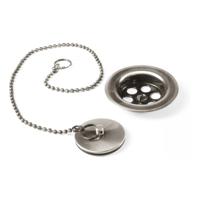 Afvoerplug Tres Clasic | Vaste waste (wel afluitbaar) | Messing | Rond | RVS look - thumbnail