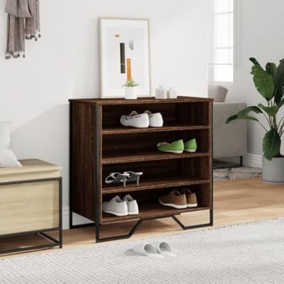 VidaXL Schoenenkast 80x38x78 cm bewerkt hout bruin eikenkleurig VidaXL Schoenenkast 80x38x78 cm bewerkt hout bruin eikenkleurig