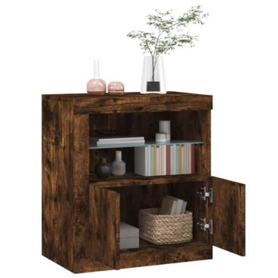 Dressoir met LED-verlichting 60,5x37x67 cm gerookt eikenkleur Dressoir met LED-verlichting 60,5x37x67 cm gerookt eikenkleur