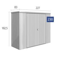 Biohort metalen tuinkast 230 zilver 227x83x182,5 cm- Plat dak- Metaal- Biohort - thumbnail