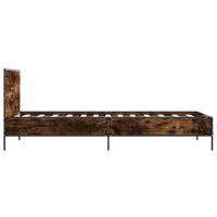 Bedframe bewerkt hout metaal gerookt eikenkleurig 135x190 cm - thumbnail