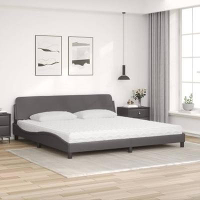 Bed met matras kunstleer grijs 200x200 cm