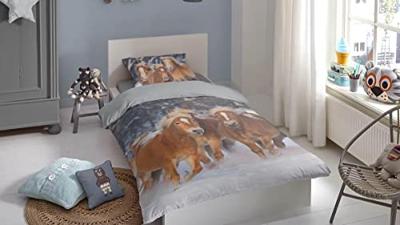 Good Morning Kinderdekbedovertrek "Haflinger paarden" - Multi - (140x200/220 cm) - Katoen Flanel