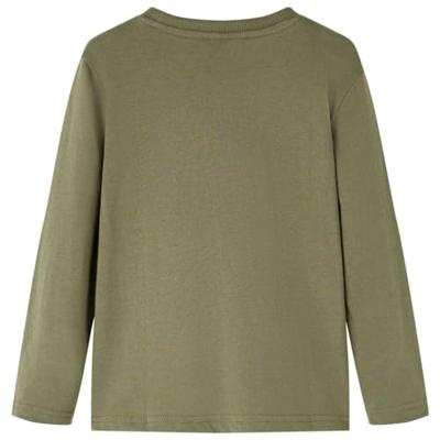 Kindershirt met lange mouwen fietsprint 104 kakikleurig