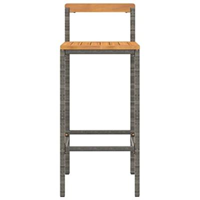 Barkrukken 4 st poly rattan en massief acaciahout grijs