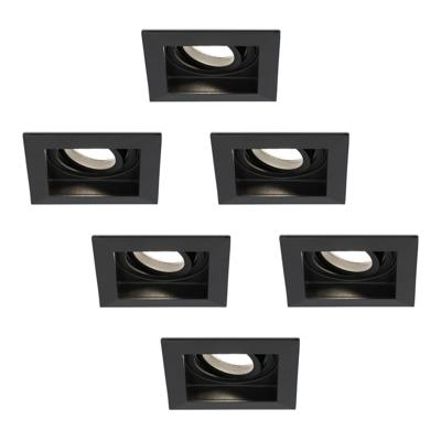 Set van 6 Durham vierkante LED inbouwspots - 4 Watt 345 Lumen - 4000K neutraal wit - GU10 - Dimbaar Kantelbaar - Voor binnen - Zwart Set van 6 Durham vierkante LED inbouwspots - 4 Watt 345 Lumen - 4000K neutraal wit - GU10 - Dimbaar Kantelbaar - Voor binnen - Zwart