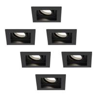 Set van 6 Durham vierkante LED inbouwspots - 4 Watt 345 Lumen - 4000K neutraal wit - GU10 - Dimbaar Kantelbaar - Voor binnen - Zwart - thumbnail