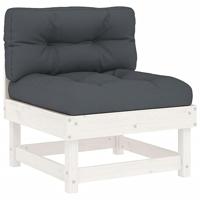 7-delige Loungeset met kussens massief hout wit - thumbnail