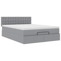 Ottoman bed met matras en LED's 140x200cm stof lichtgrijs - thumbnail