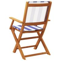 Tuinstoelen 2 st massief acaciahout en stof blauw en wit - thumbnail