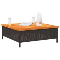 Tuintafel 70x70x25 cm poly rattan en acaciahout zwart - thumbnail