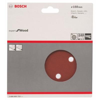 Bosch Accessories Expert for Wood 2608605722 Excenterschuurpapier Met klittenband, Geperforeerd Korrelgrootte (num) 240 (Ø) 150 mm 5 stuk(s)