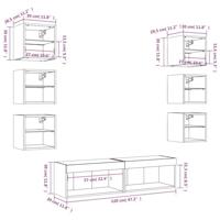 8-delige Tv-wandmeubelset met LED bewerkt hout betongrijs - thumbnail