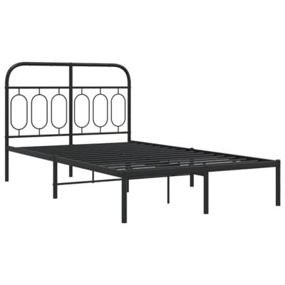 Bedframe met hoofdbord metaal zwart 120x200 cm